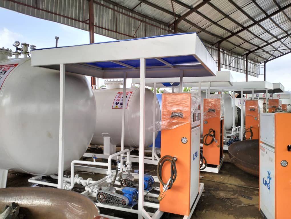 LPG dispensing units under fabrication shed