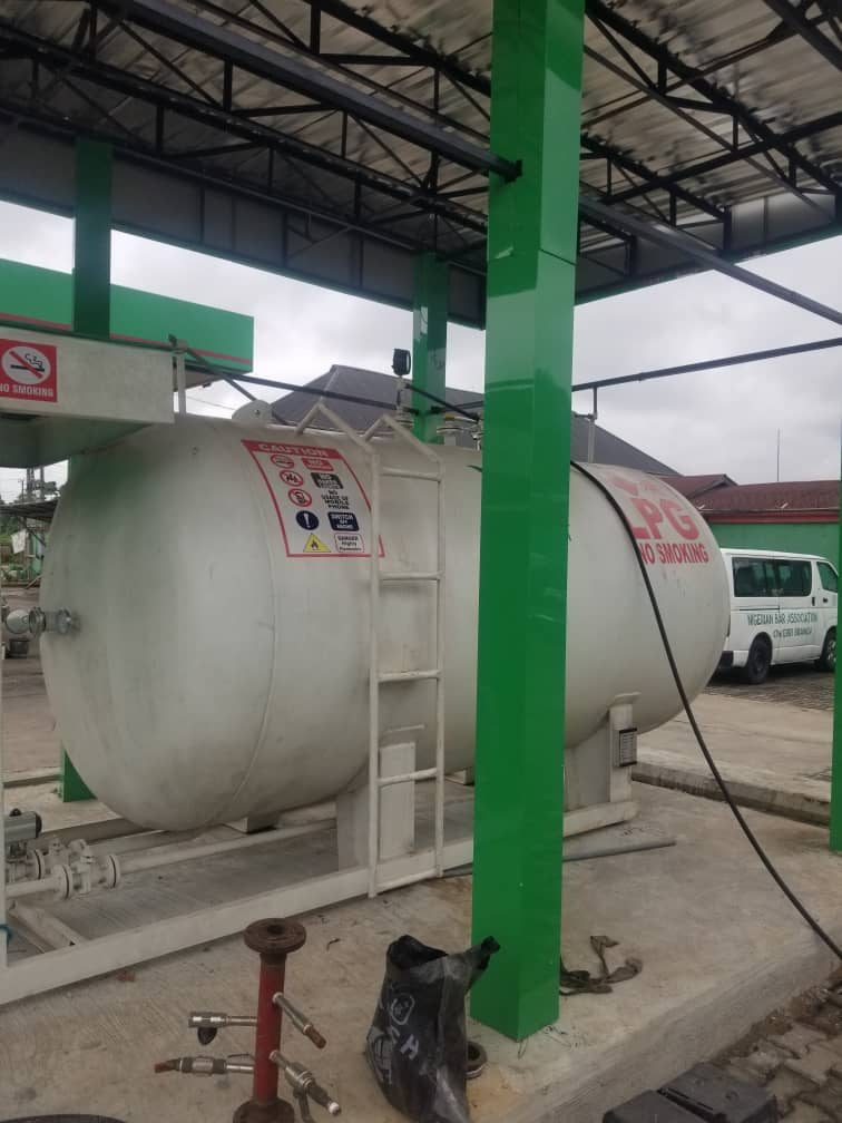 Installed LPG tank at a retail station